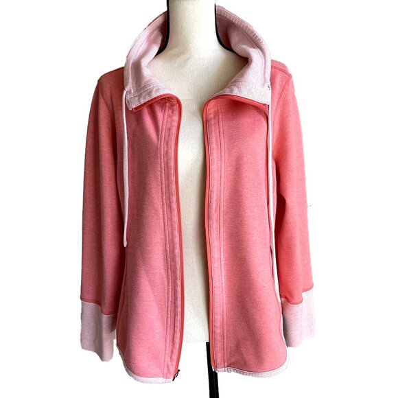 TOMMY BAHAMA Sport Sun Fade Coral Pink Full-Zip Sweatshirt Women’s Large - Picture 4 of 11